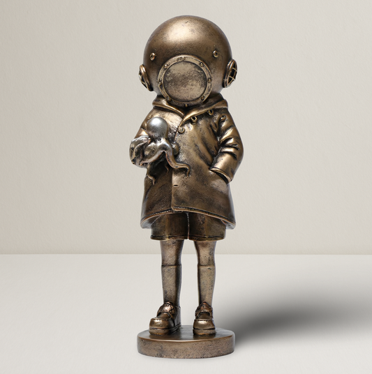 Luxe bronskleurig Deepsea Diver beeld met octopus